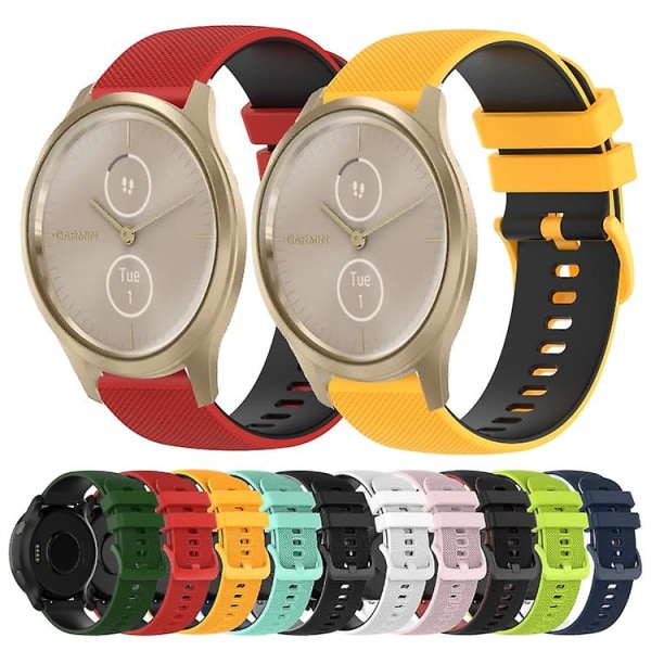 För Garmin Garminmove Style 20mm Rutiga Tvåfärgad Silikonklockarmband URH Red-Black