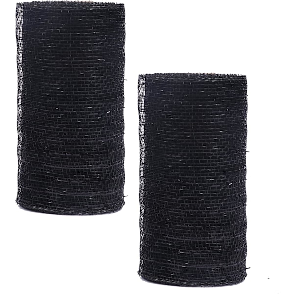 2-pack 6-tums metallisk polymesh-band (totalt 20 yards, svart)