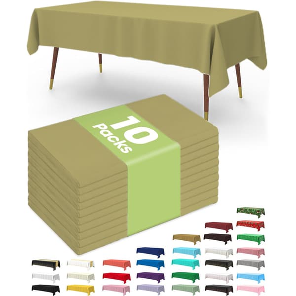 Plastduk engångs 10-pack, 54 x 108 tums dukar, examensdekorationer, tacksägelse, juldukar, rektangulär, plast