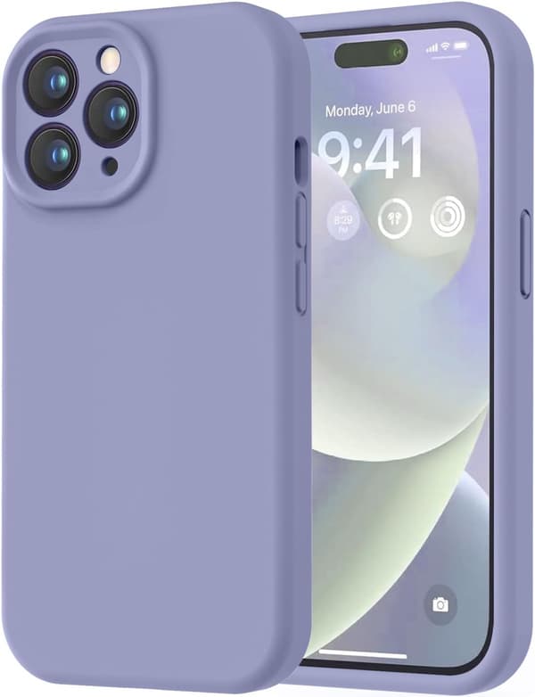 Premium silikondeksel til iPhone 14 Pro Max - Ripebestandig mikrofiberfôr, støtsikkert, 6,7 tommer (grå)