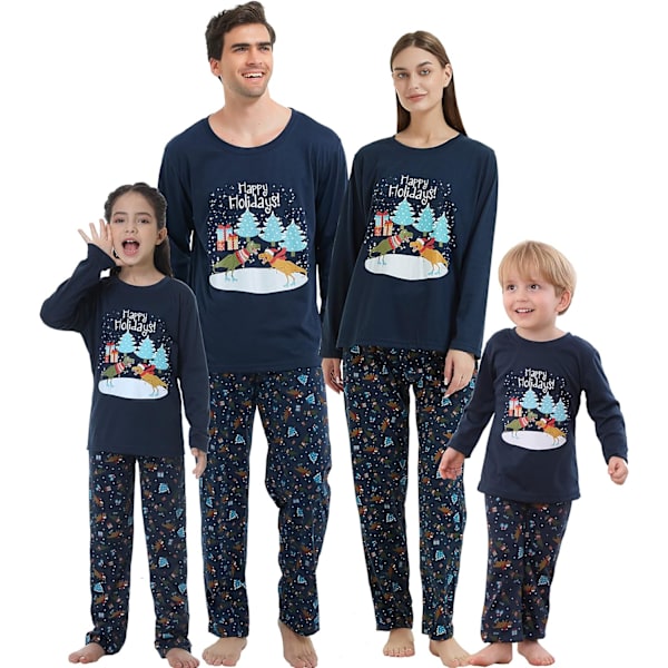 Julfamilj matchande pyjamas röda semester pjs set bomull nattkläder