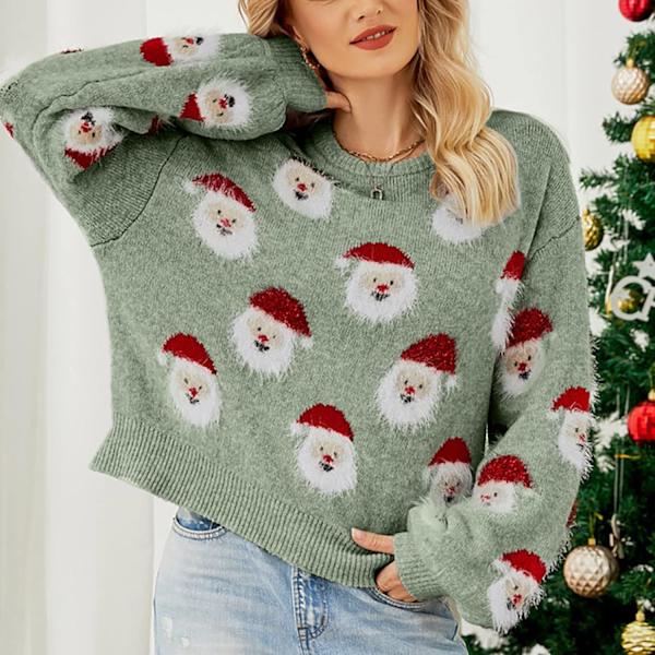 Jultröja för kvinnor, söt, god jul, tomten, semester, mysig, stickad