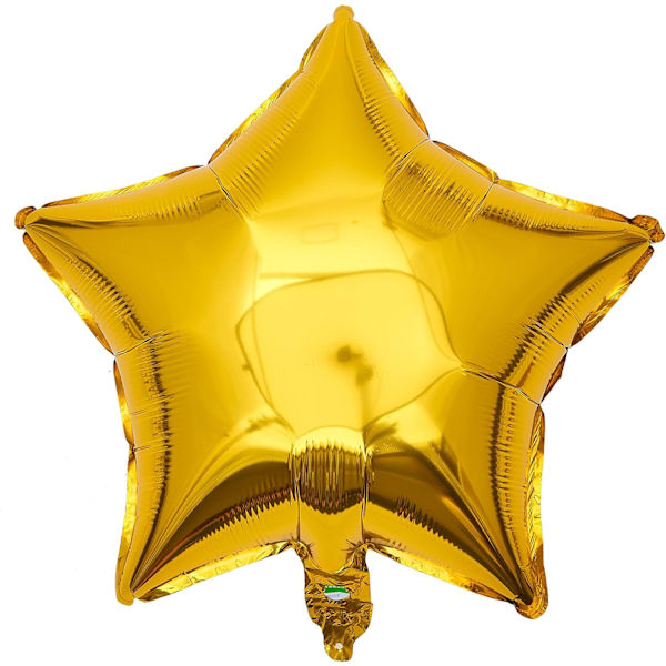 10 stk folie ballonger i form av en gylden stjerne