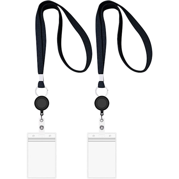 Lanyard med ID-holder sæt (sort, 2-pak)