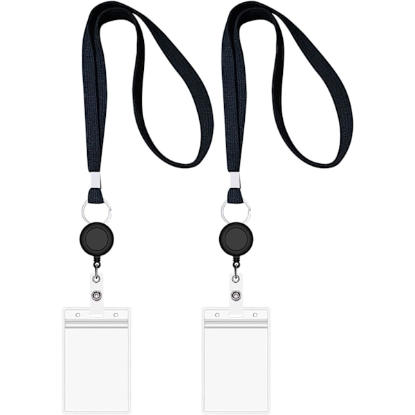 Lanyard med ID-korthållare (svart, 2-pack)