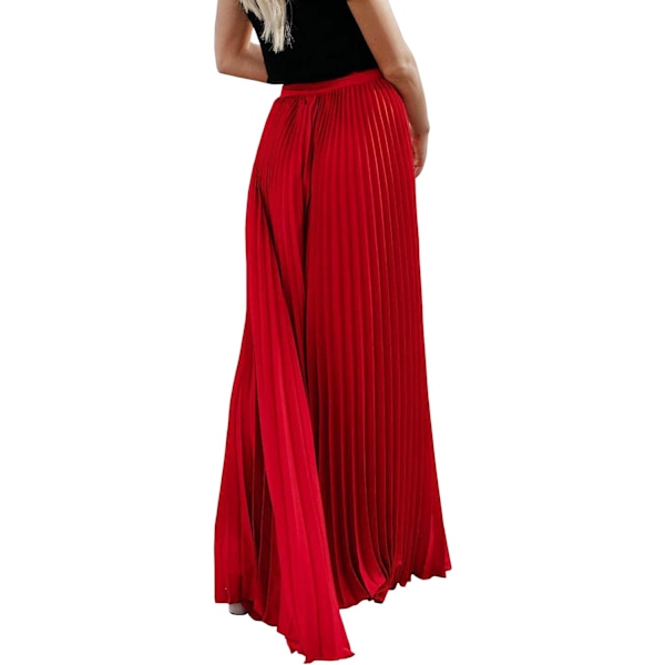 Kvinners høye midje flytende plisse chiffon maxi skjørt