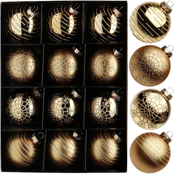 2,95\" Julgranskulor Bollar 12 st Julgransprydnad Set Guld