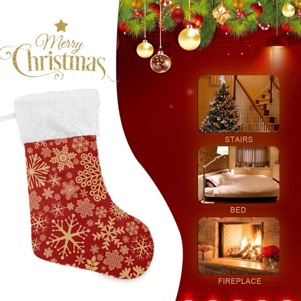 Julklapp, personliga julklappsstrumpor 2-pack Jul Semester Snöflinga 45,7 cm Julstrumpor Hängande Ornament Eldstad för B