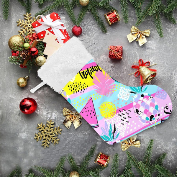 Julklapp, Personliga Julklappsstrumpor 2-pack Ananas Jordgubbar Apelsiner 18 tum Julstrumpor Hängande Ornament Kamin för Träddekoration