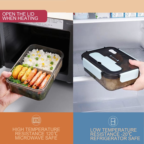 Bento-boks. 1500 ml lækagesikker madkasse. Madbeholder med 3