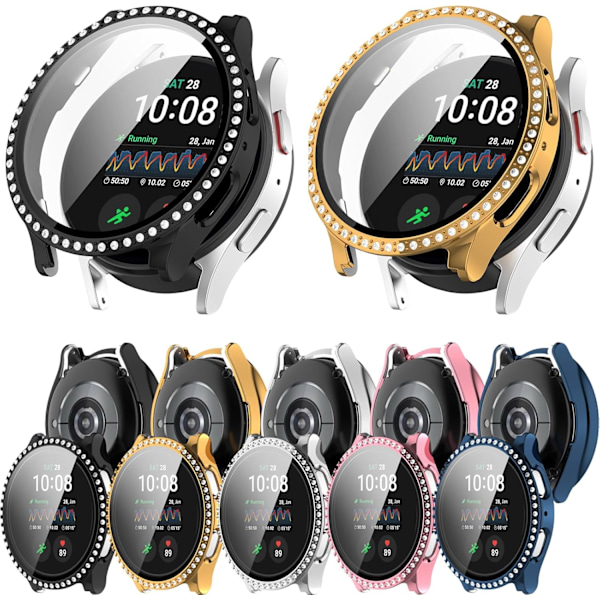 Bling Skal Kompatibelt för Galaxy Watch 7 Skal 40mm, Kristall Diamanter Rhinestone Stötfångarskydd Hårt PC Skyddsskal för Galaxy Watch 7 Kvinnor (40mm,
