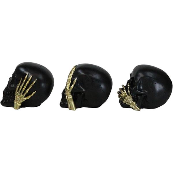 Ebros Presentset med 3 gotiska svarta döden Se Hör Tala Inget Ont Skelett med Skeletthänder Figurer 5,5\" Lång för Läskiga Dekorationer Spöklikt Multi