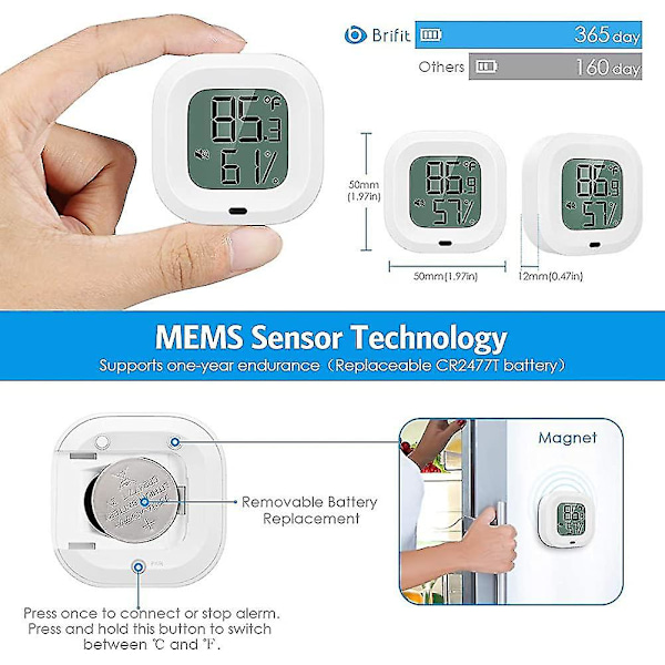 Bluetooth termometer Hygrometer. Indendørs termometer. Trådløs nøjagtig luftfugtighed