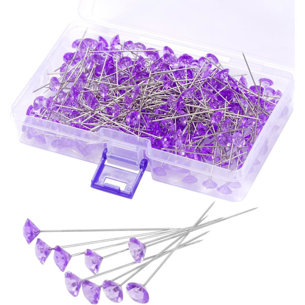 Lila Blomstift Corsage Pins Kristall Bukett Pins - 300 st