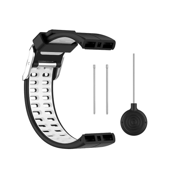 För Polar V800 Gps Smart Watch Tvåfärgat Stålspänne Klockarmband WRG Black-White