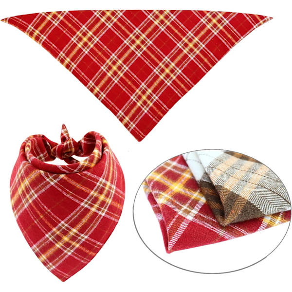 Höstbandana för hundar 2-pack - Jul husdjur triangel halsduk klassisk rutig
