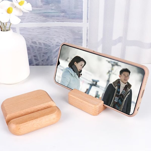 Telefonholder i rosentre, rund form, enkel spor, 2 x 8 x 8 cm tretelefonholder