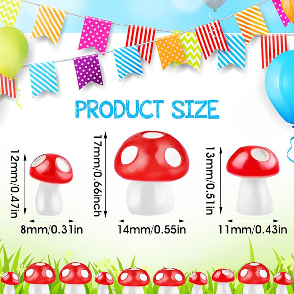 Miniature svampefigurer (50 stk) - Fairy Garden Ornaments