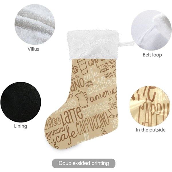 Julklapp, personliga julklappsstrumpor 2-pack Kaffeeklotter 45,7 cm Julstrumpor Hängande Ornament Kamin för träddekoration 17