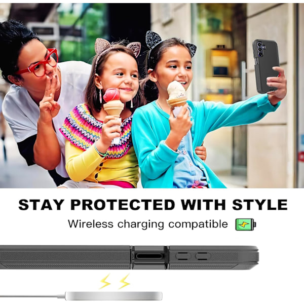 for Galaxy A15 5G Deksel med Eksplosjonssikker Film [2 Pakning], 3 i 1 Støtsikker TPU Hard PC Støtfanger Fallsikker Skall for Galaxy A15 5G, Svart Svart