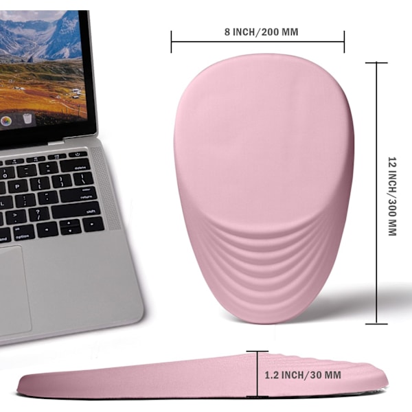 Ergonomisk musemåtte med håndledsstøtte, musemåtte lindrer karpaltunnelsmerter, hele musemåtte i memory-skum med skridsikker PU-bund, trådløs pink