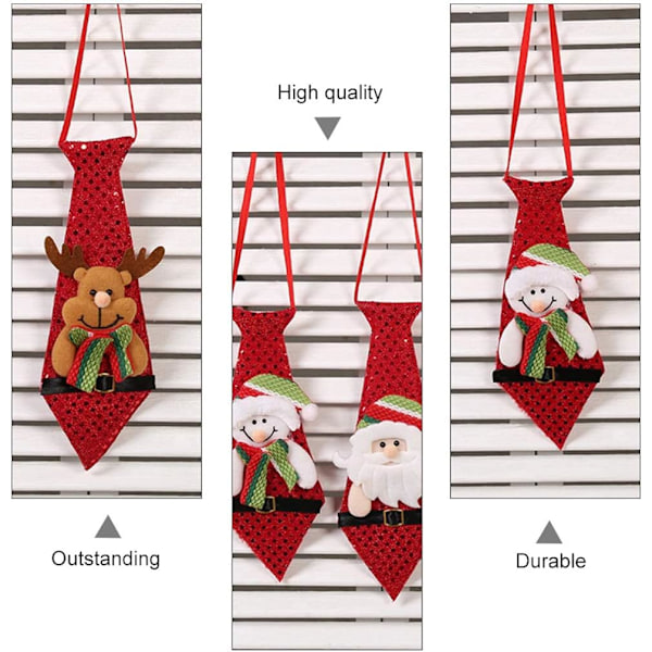 3 stycken julhalsdukar - Roliga paljetter Tomte Snögubbe Hjort Halsdukar