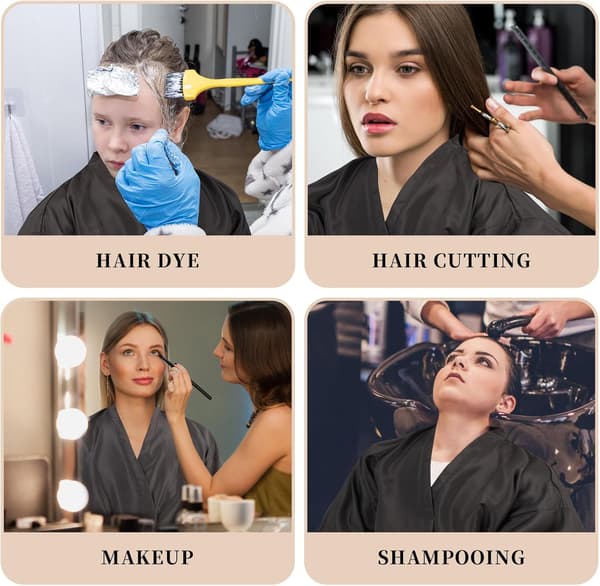 Salonklientkåbe Kappe Hårklippeskjorte med justerbar bindebånd til hårklipning Frisør Hårstyling Sort