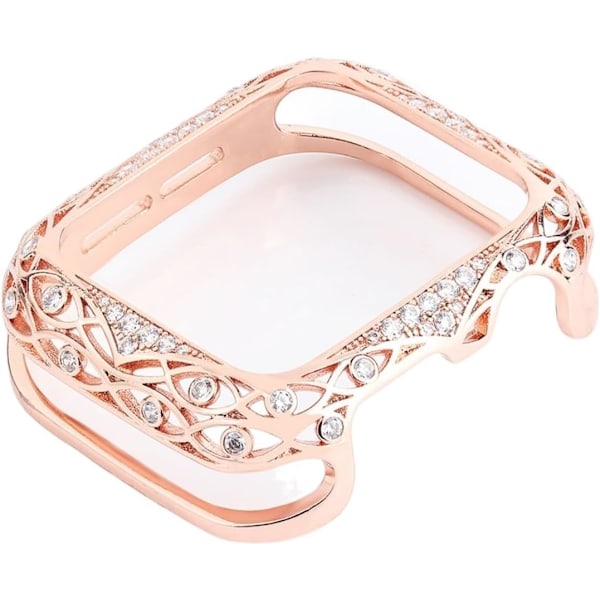 til Apple Watch Luksus Dame Metal Udskåret Cover 38mm 40mm 42mm 44mm 41mm 45mm Beskyttelsesetui 7/SE/6/5/4/3/2/1 Diamant Urkasse (Farve: Sort, Størrelse