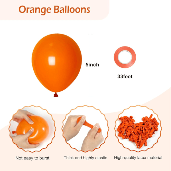 120 st 5 tums orange ballonger, liten bränd orange latexfest