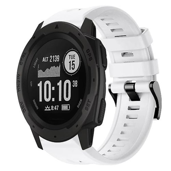 För Garmin Instinct Metal Buckle Solid Color Silikonklockarmband GVX White