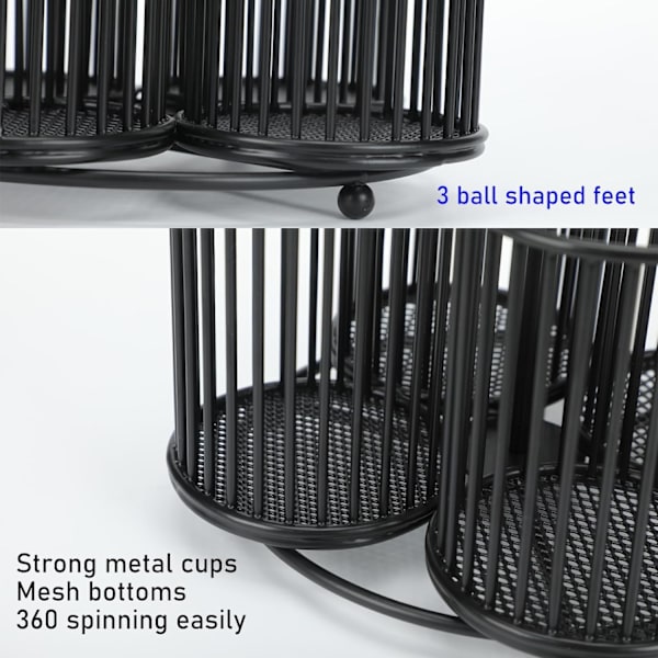 Blck ncil Holder Orgnizer ,30 Rotting n Holder for Desk Orgnizer ,Strong Metl 4 Cups Lrge Cpcity Desktop Sttionery Orgnizer for Black