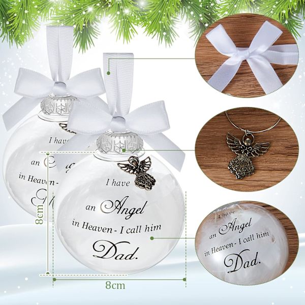 2 st julminnesmärken ornament - fjäderängel i himlen ornament