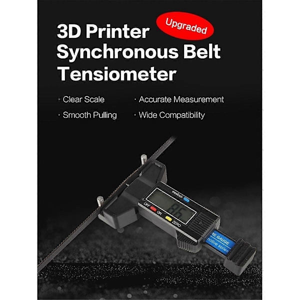 3D-skrivardelar 2GT Timing Belt Elastisk Tensiometer Synkronremspänning Mätare Tester Detektion Mätning Svart