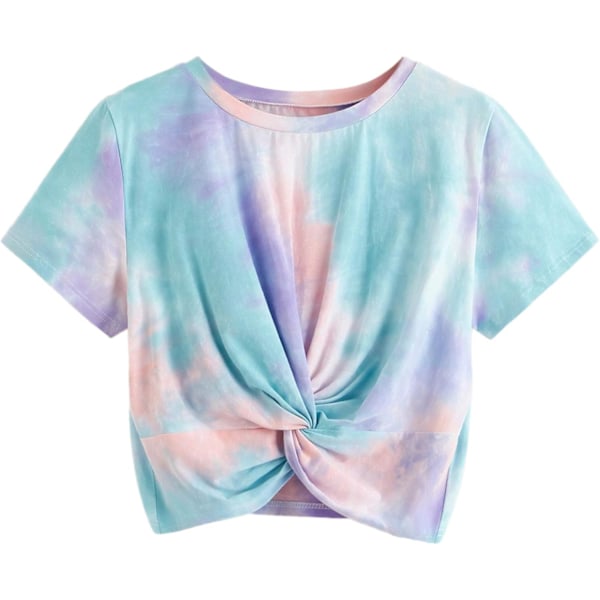 Kvinners Casual Twist Front Kort Ermet Avling T-skjorte