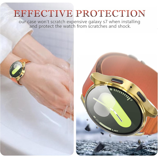 44mm Skal för Galaxy Watch 7 44mm, Skärmskydd + Mjukt TPU-skal, Stilfullt Skalskydd, Skyddar mot Repor & Kollisioner, Unisex, Guld A