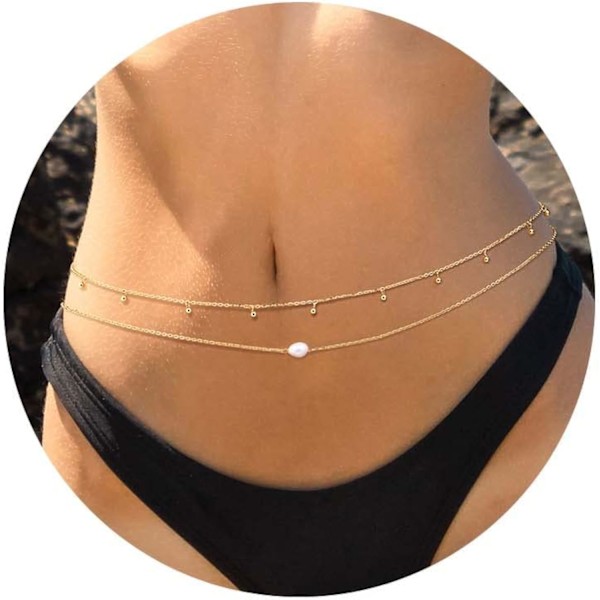 18K guldpläterade midjekedjor Body Chain för kvinnor