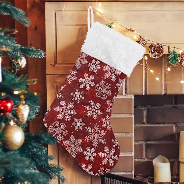 Julklapp, Personliga Julklappsstrumpor 2-pack Röd Jul Vit Snöflinga 45,7 cm Julstrumpor Hängande Ornament Eldstad