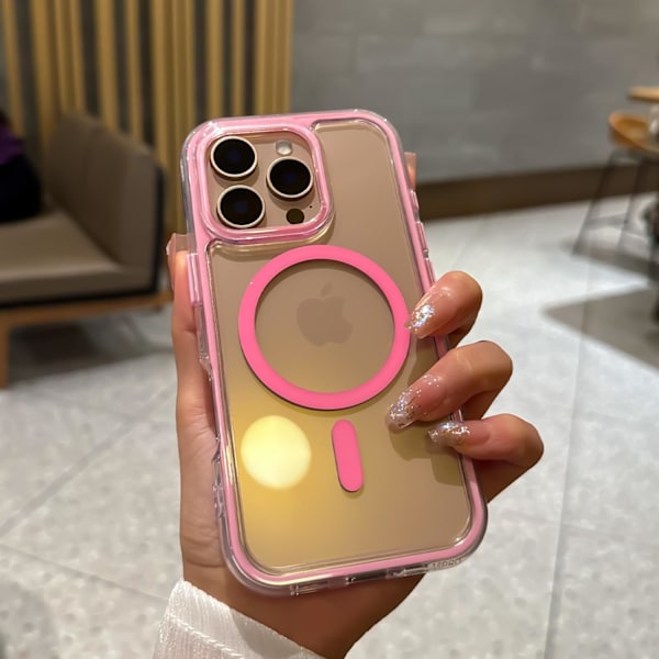 til iPhone 16 Pro Max Telefon Cover 6.9 tommer, Faldbeskyttelse, Kompatibel med MagSafe, Stødsikkert Blødt TPU & Hårdt PC Pink Pink