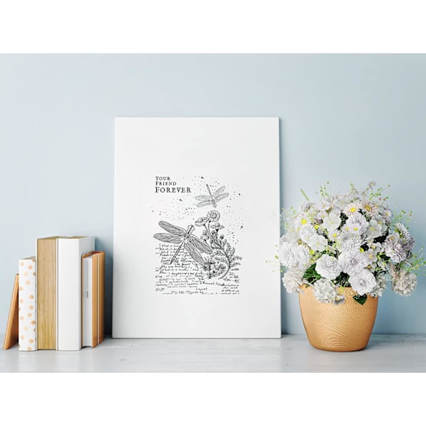 Dragonfly Your Friend Forever Clear Stamps - Ord Transparenta Silikonstämplar för Hantverk