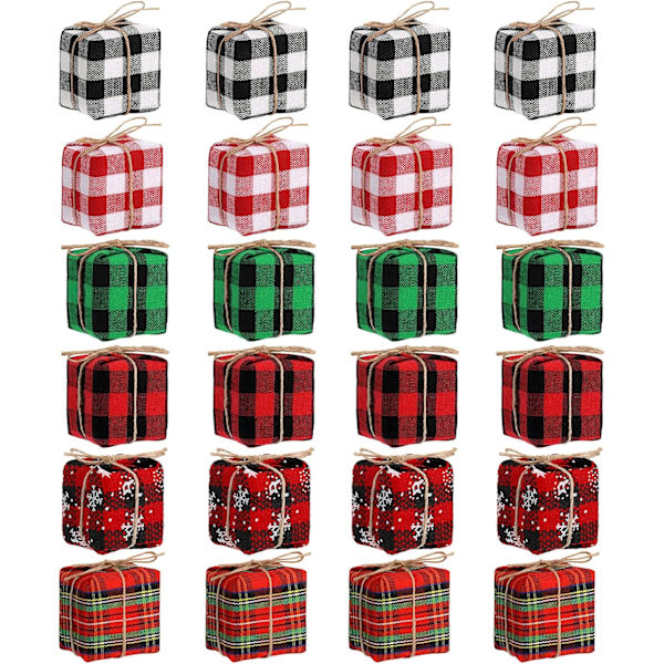 Mini gaver til håndværk - Buffalo Plaid juletræspynt