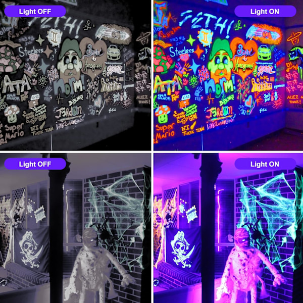 Udendørs netlys Halloween UV sorte lys 9,8ft x 6,6ft UV sortlys net fe lyskæde 200 LED'er Stik i have trælys dekorationer
