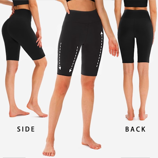 Daul Pockets Biker Shorts för kvinnor - Hög midja Sommarträning Yoga