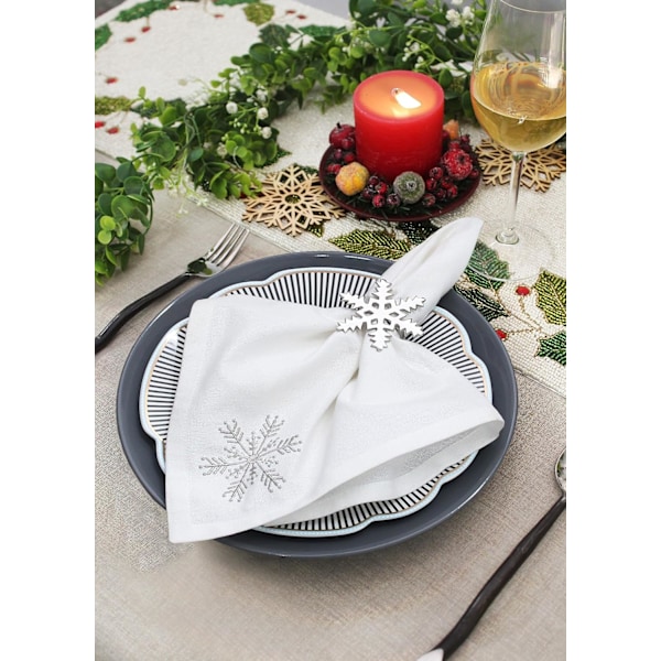 Snöflinga Servettringar - Set om 8 God Jul Jul Höst Thanksgiving Metall