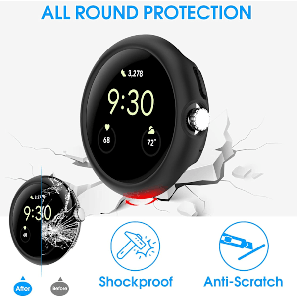 4-pack Skal för Pixel Watch 3/2/1 41mm, Stöttåligt Hårt PC Skyddsskal, Allround Kantstöd Kompatibelt med Pixel Watch 3/2/1 41mm