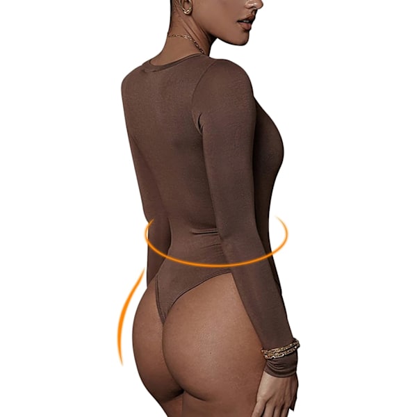 Kvinnors långärmade body. V-ringade toppar jumpsuit. Slim fit casual basic