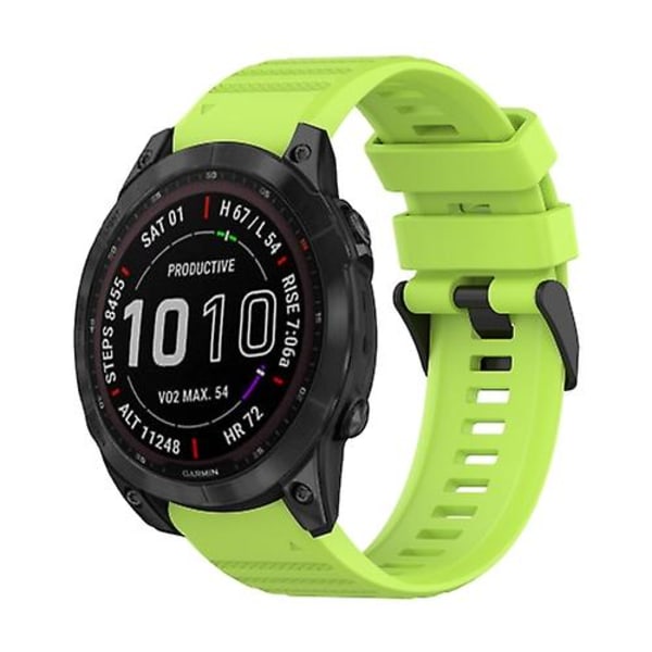 For Garmin Fenix 7 Solar 22mm Horisontal Tekstur Silikone Rem Med Fjernelsesværktøj YQC Lime Green