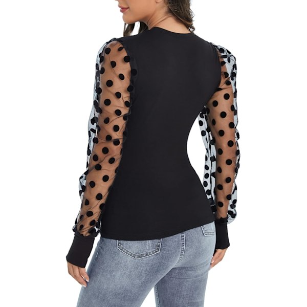 Kvinnors långärmad topp mesh ärm elegant blus skjorta
