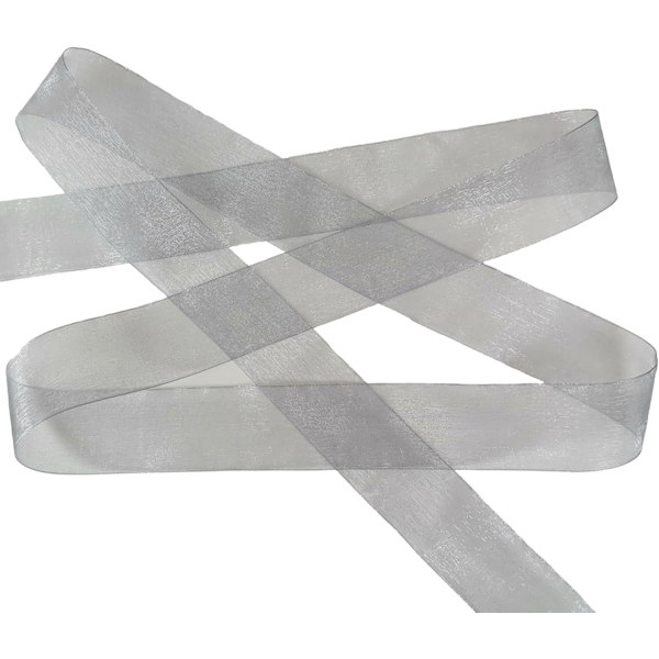 Silver/Grå Organzaband för Presentinslagning 1,5 Tum*50 Yards Sheer Chiffon