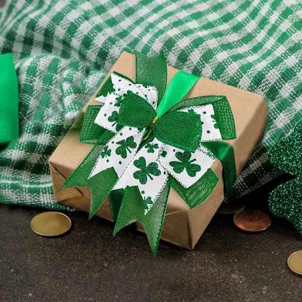 Clover Patrick's Day Krans Bue Grøn Shamrock Irsk Ferie DIY Håndværk Gave