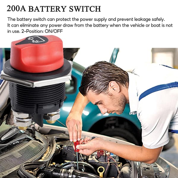 Bilbatteriafbryder Batteriisolator 12-48V Maks. 32V 200A Kont. 300A INT Strømafbryder Batteri Master Afbryder/Sluk Kill Switch til Biler